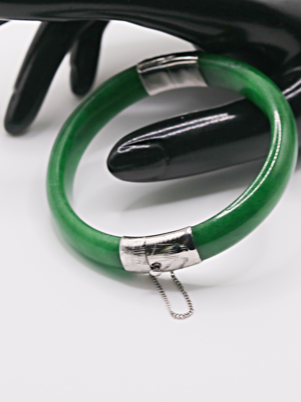 1940s -1950s Burmese Sterling jadeite jade bangle bracelet